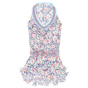 Poupette St. Barth Girl's Beline Ruffle Mini Dress Blue Fruit Sz Small Coastal